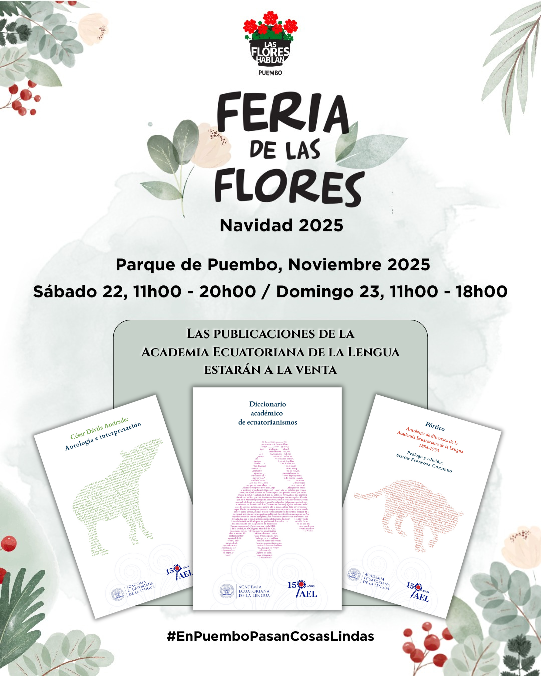 Las publicaciones de la academia de venta en la Feria de las Flores de Puembo