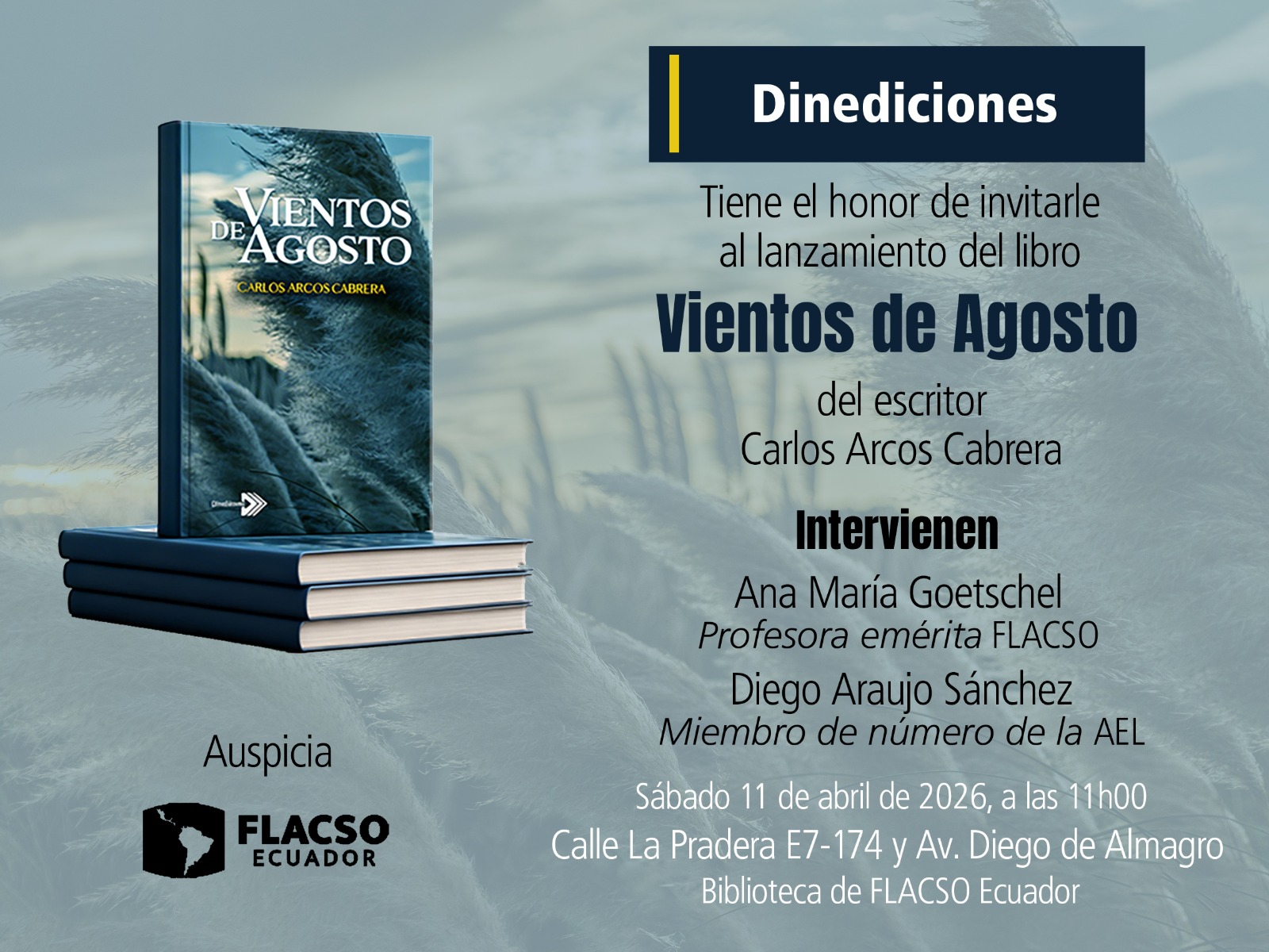 Presentación de nueva edición de «Vientos de agosto», de don Carlos Arcos Cabrera